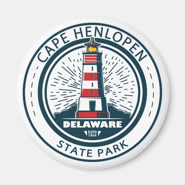 Cape Henlopen State Park Delaware Badge Magnet (Framsidan)
