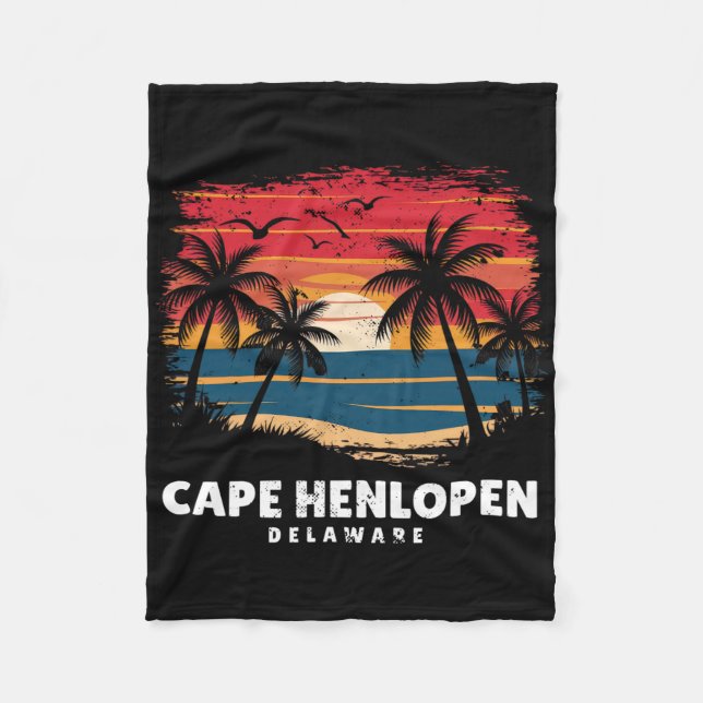 Cape Henlopen State Park Delaware Surfare Retro Mi Fleecefilt (Framsidan)