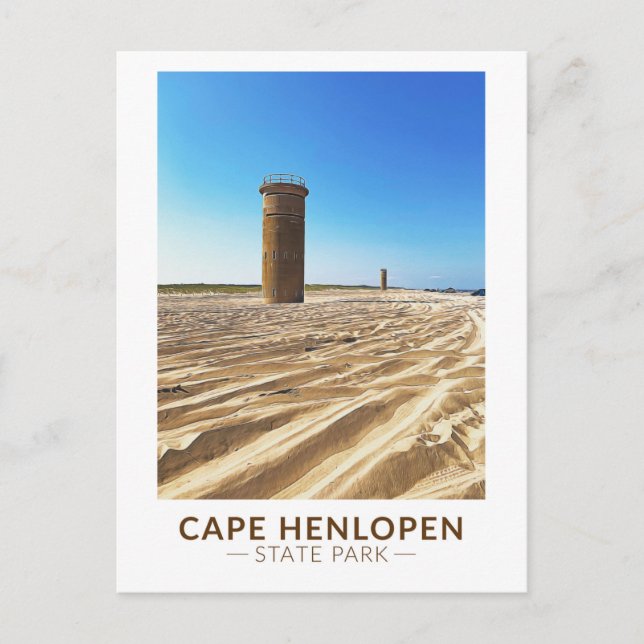 Cape Henlopen State Park Delaware Watercolor Vykort (Framsida)