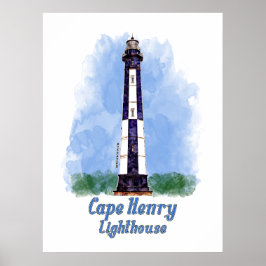Cape Henry fyr Vattenfärg - Virginia Poster