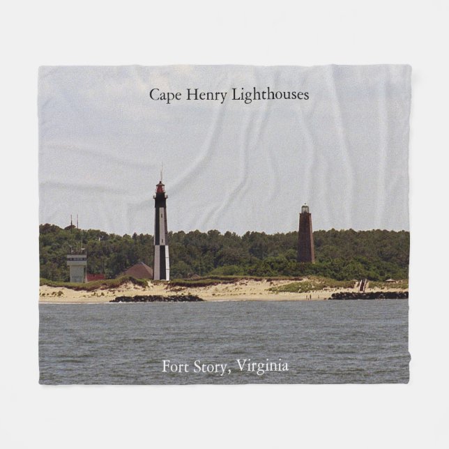 Cape Henry fyrar täcke Fleecefilt (Framsidan (Horisontell))