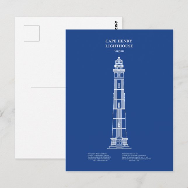 Cape Henry Lighthouse - Virginia – AD Vykort (Fram/baksida)