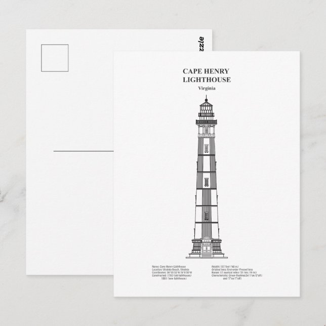 Cape Henry Lighthouse - Virginia - BD Vykort (Fram/baksida)