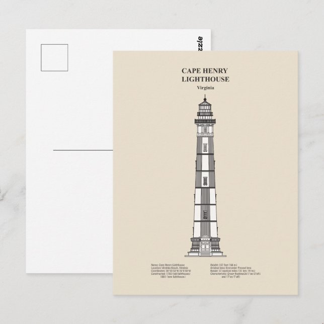 Cape Henry Lighthouse - Virginia - SBD Vykort (Fram/baksida)