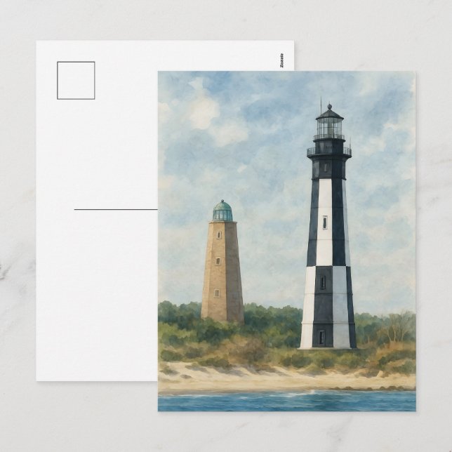 Cape Henry Lighthouses Helg Vykort (Fram/baksida)