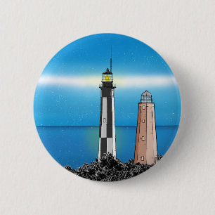 Cape Henry Lighthouses på natten Knapp