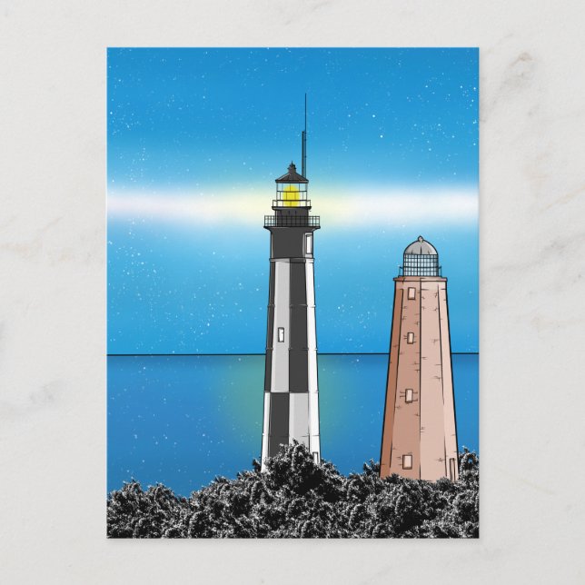 Cape Henry Lighthouses på natten Vykort (Framsida)