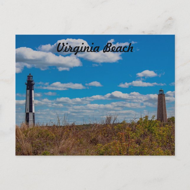 Cape Henry Lighthouses - Virginia Beach Postcard Vykort (Framsida)