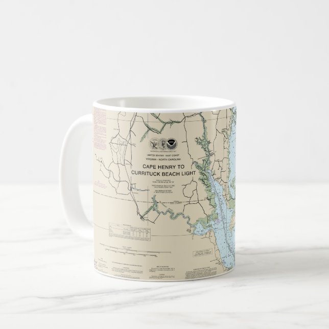 Cape Henry till Currituck Beach Light Nautical Cha Kaffemugg (Framsida vänster)