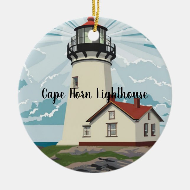 Cape Horn Lighthouse, Chile Julgransprydnad Keramik (Framsidan)