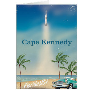 Cape Kennedy vintage Saturn poster fem raketer Hälsningskort