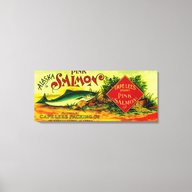 Cape Lees Salmon Can LabelBurroughs Bay, AK Canvastryck (Framsida)