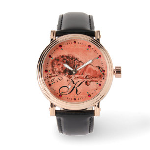 CAPE-LEJONA LJUGER NED,Antique Red Monogram Armbandsur