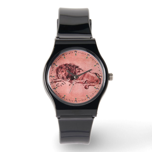 CAPE-LEJONA LJUGER NED, Rosa Röd Armbandsur (Framsida)