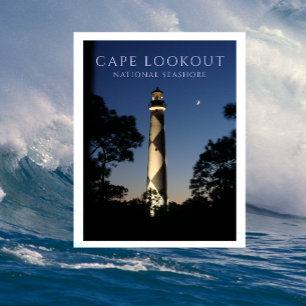 Cape Lookout Lighthouse på natten Vykort