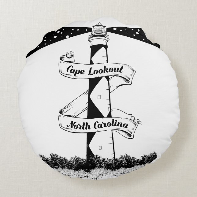 Cape Lookout Lighthouse Rund Kudde (Baksidan)
