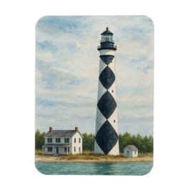 Cape Lookout Lighthouse Watercolor Magnet