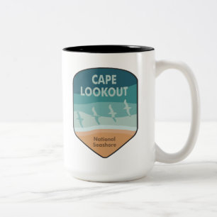 Cape Lookout National Seashore Fiskmåsar Två-Tonad Mugg