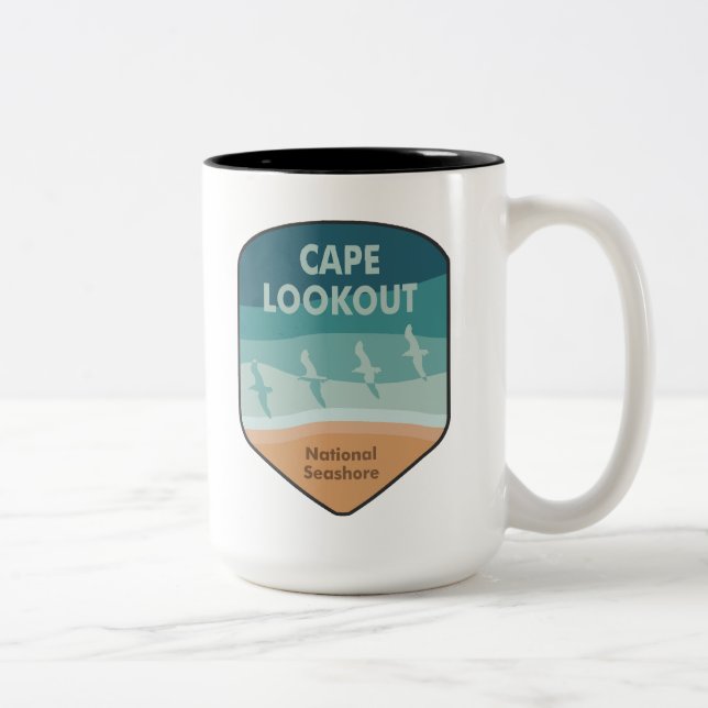 Cape Lookout National Seashore Fiskmåsar Två-Tonad Mugg (Höger)