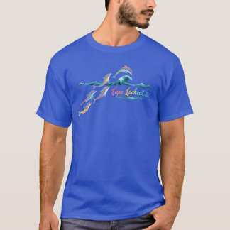 Cape Lookout NC Colorful Dolphin Älskare Beach Vac T Shirt
