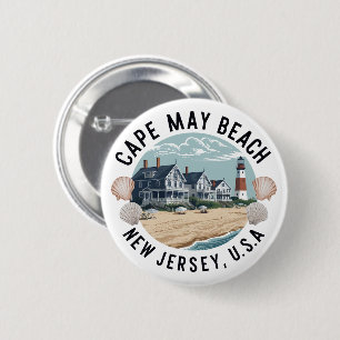 Cape May Beach Retro Vignett Knapp