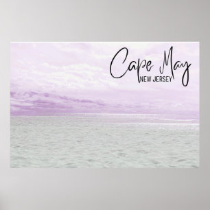 *~* Cape May Beach Sand Himlar Vågar Beach Poster