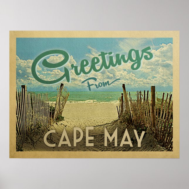Cape May Beach Vintage resor Poster (Framsidan)