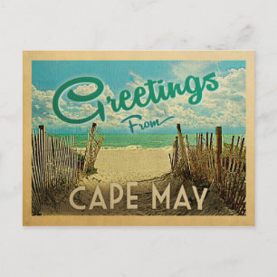 Cape May Beach Vintage resor Vykort