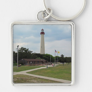 Cape May fyr Fyrkantig Silverfärgad Nyckelring