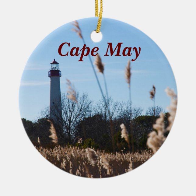 Cape May fyr Julgransprydnad Keramik (Framsidan)