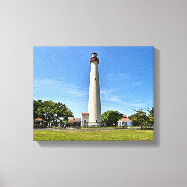Cape May fyr, New jersey Wrapped Canvas (Framsida)