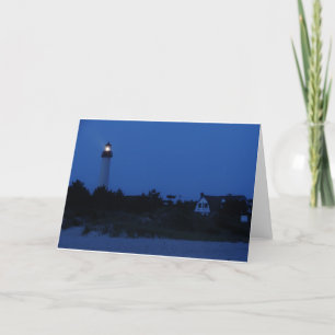Cape May fyr på Dusk-hälsningskort Kort