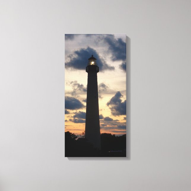 Cape May fyr vid Sunset canvas (Framsida)