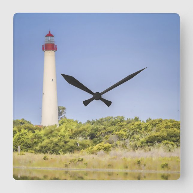 Cape May Lighthouse Clock Fyrkantig Klocka (Framsida)