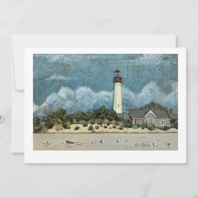 Cape May Lighthouse Painting, New jersey Inbjudningar (Framsida)