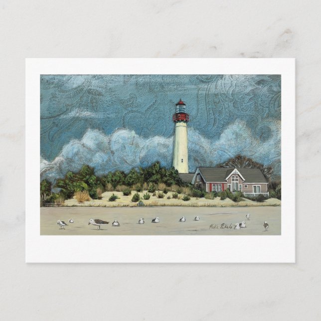 Cape May Lighthouse Painting, New jersey Vykort (Framsida)