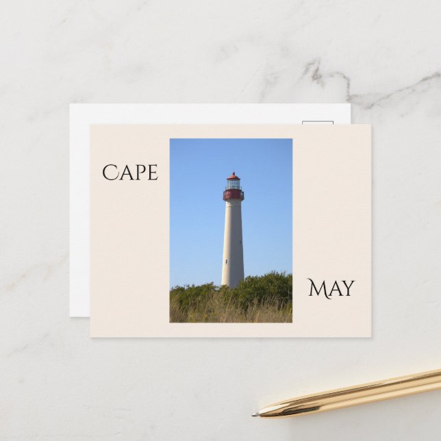 Cape May Lighthouse Postcard Vykort (Fram/Back In Situ)