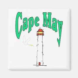 Cape May Lighthouse-Tecknad Magnet