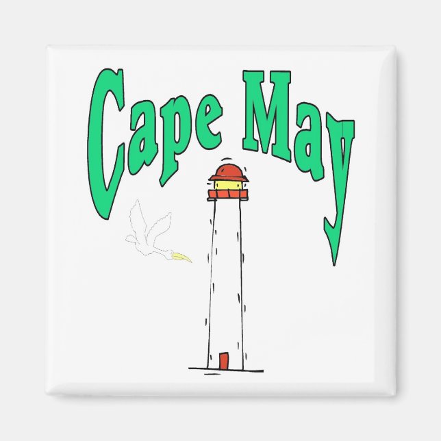 Cape May Lighthouse-Tecknad Magnet (Framsidan)