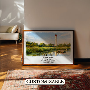 Cape May New Jersey Affisch, Akvarell, Anpassad Poster