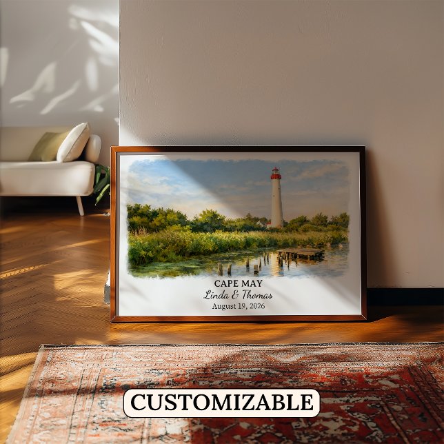 Cape May New Jersey Affisch, Akvarell, Anpassad Poster (Skapare uppladdad)