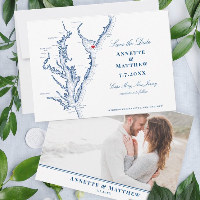 Cape May New jersey Chesapeake Bay Elegant Karta Spara Datumet (Skapare uppladdad)
