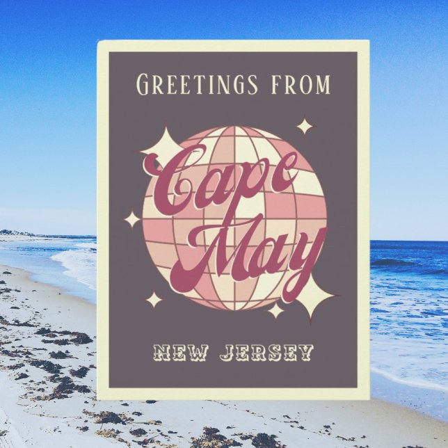 Cape May New jersey disco Retro lila vykort (Skapare uppladdad)