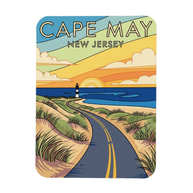 Cape May New jersey Illustration Travel Magnet (Vertikal)