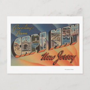 Cape May, New jersey-Large Brev Scenes Vykort