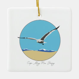 Cape May, New jersey Sea Gull över Beach Julgransprydnad Keramik