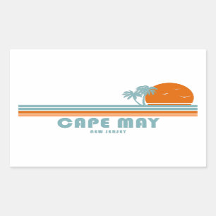 Cape May New jersey Sol Handflatan Träd Rektangulärt Klistermärke