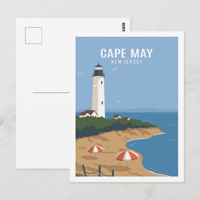 Cape May New jersey USA Travel Ställe Illustration Vykort (Fram/baksida)