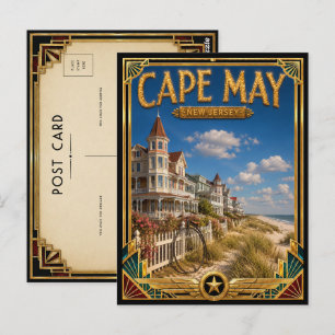 Cape May New Jersey Vintage Art Deco Guldåldern Vykort