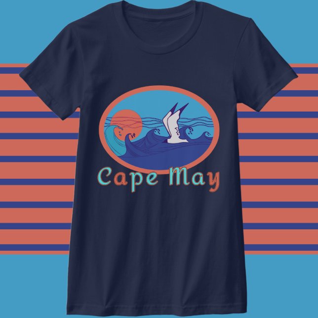 Cape May NJ Fiskmås Ocean Vågar och Sol T Shirt (Skapare uppladdad)